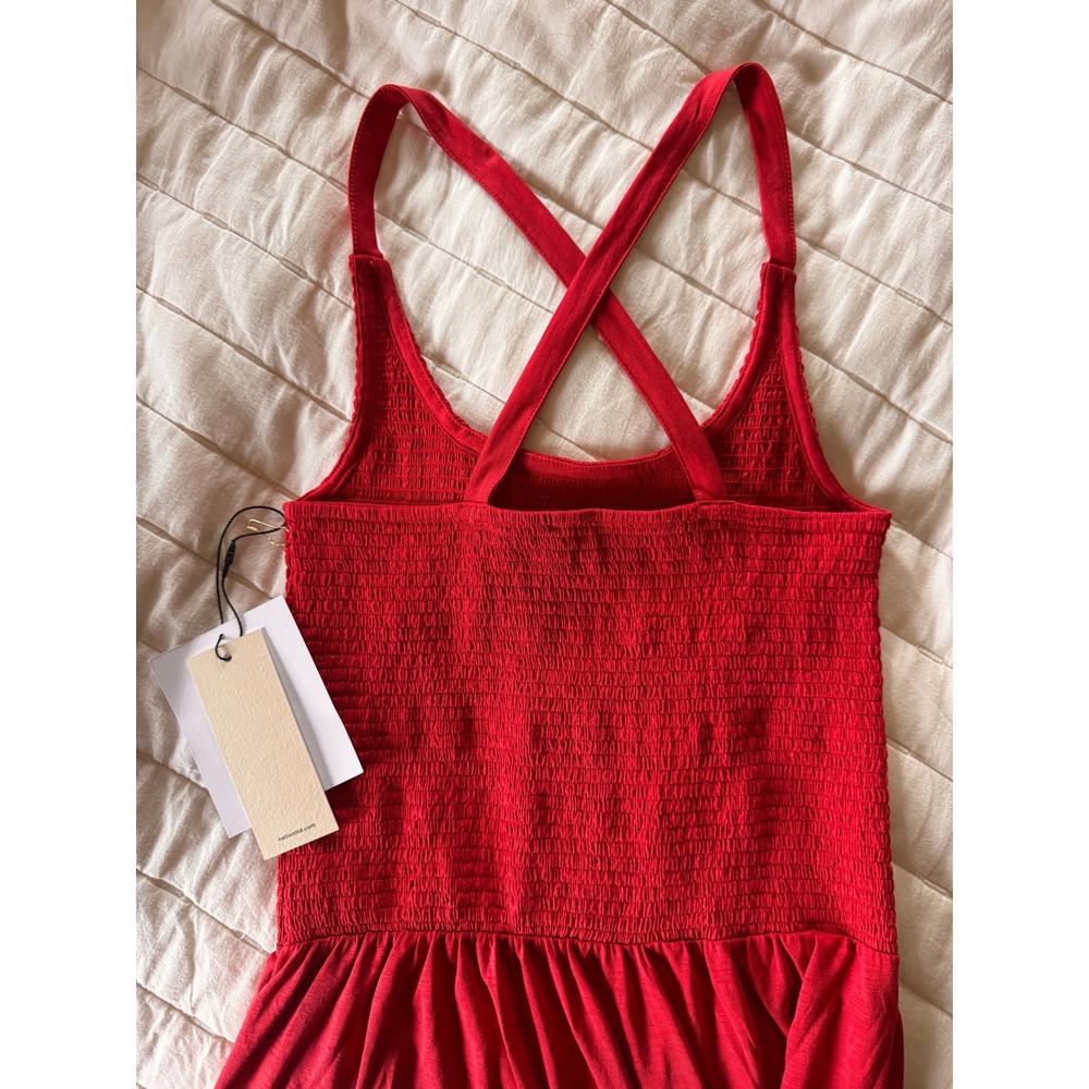 Nation LTD Los Angeles Penelope Smocked Midi Heartbeat Red - Picture 12 of 12